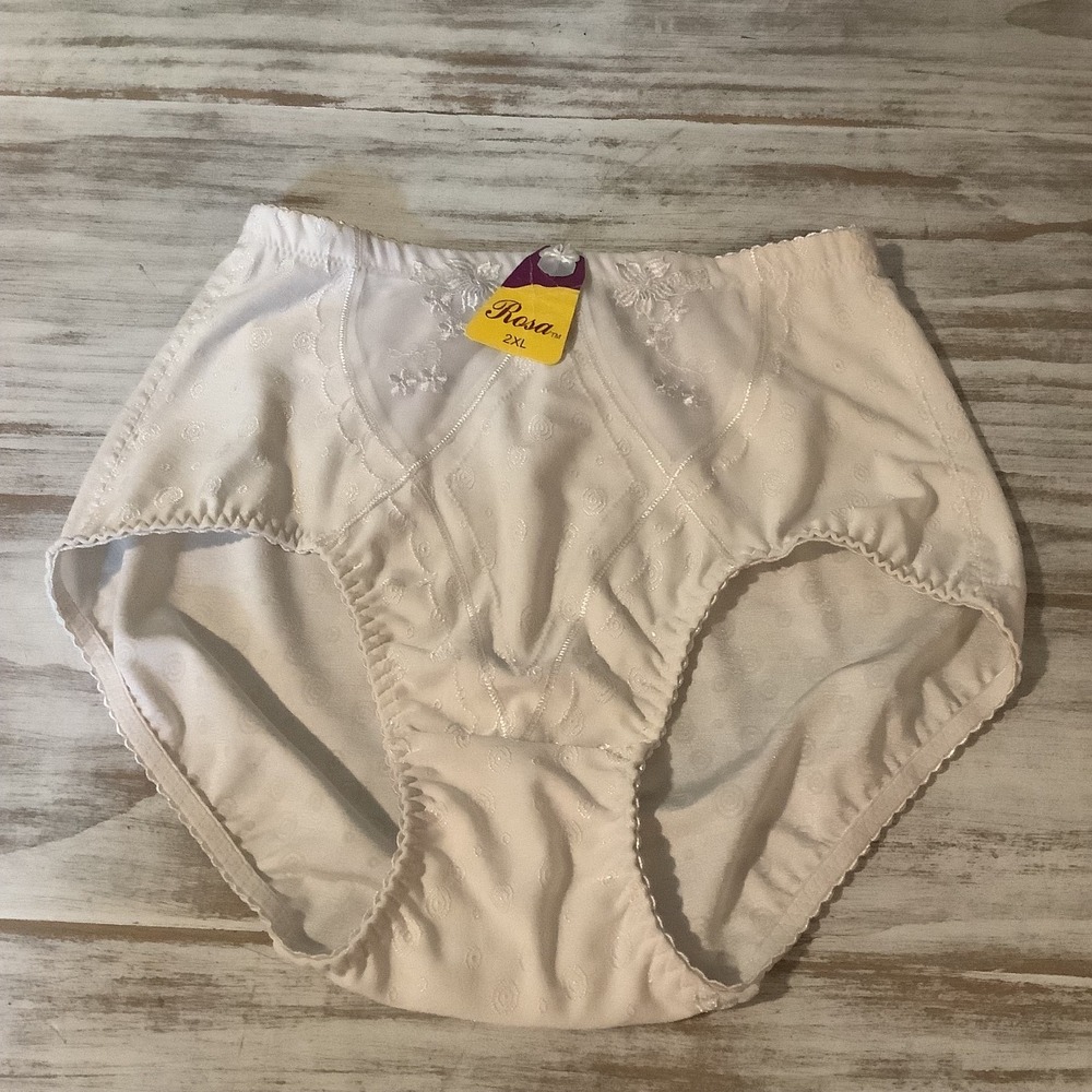 Vintage‎ Rosa Nylon Underwear Womans Granny Panties High Waist White  2XL
